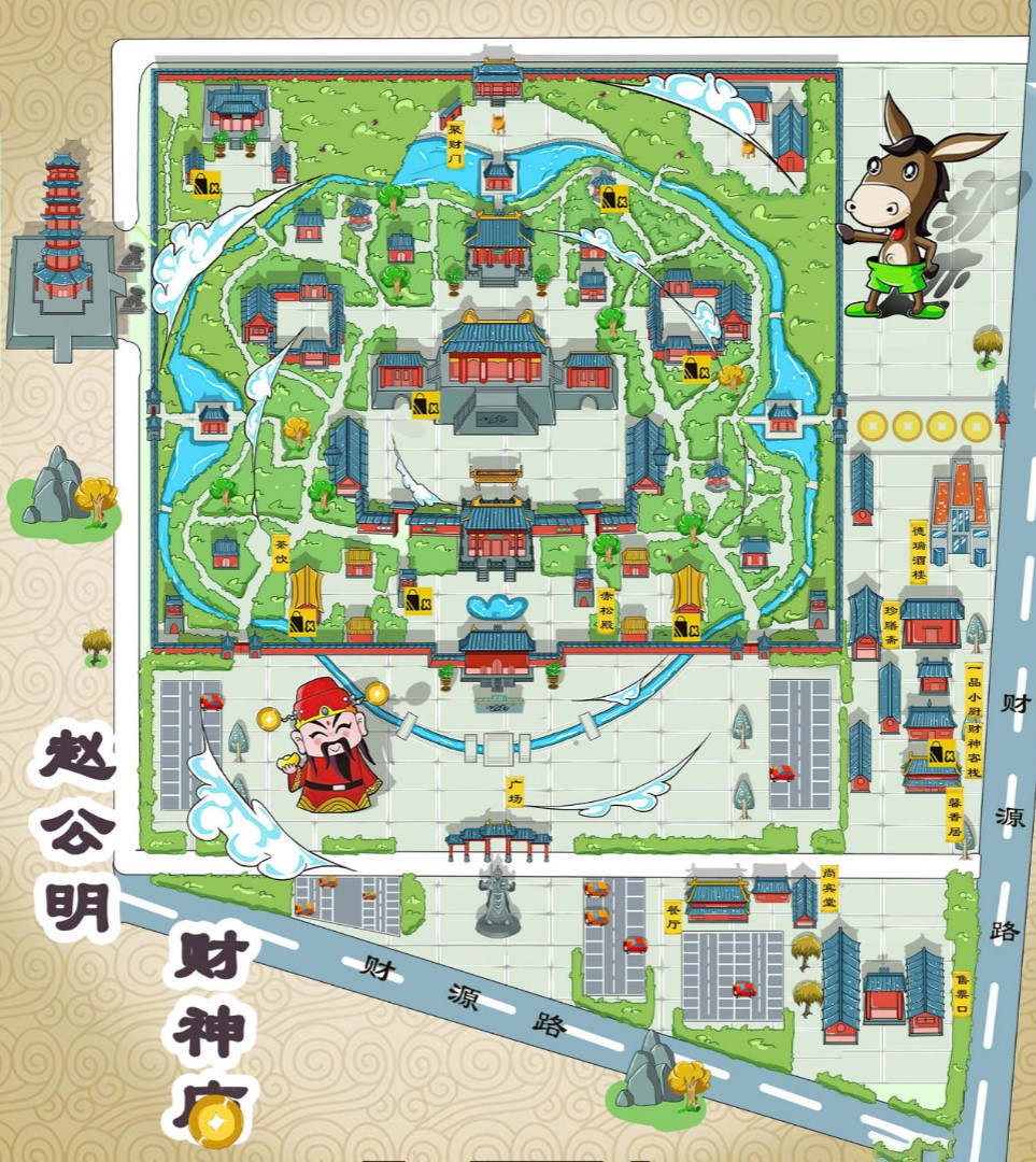 东坑镇寺庙类手绘地图